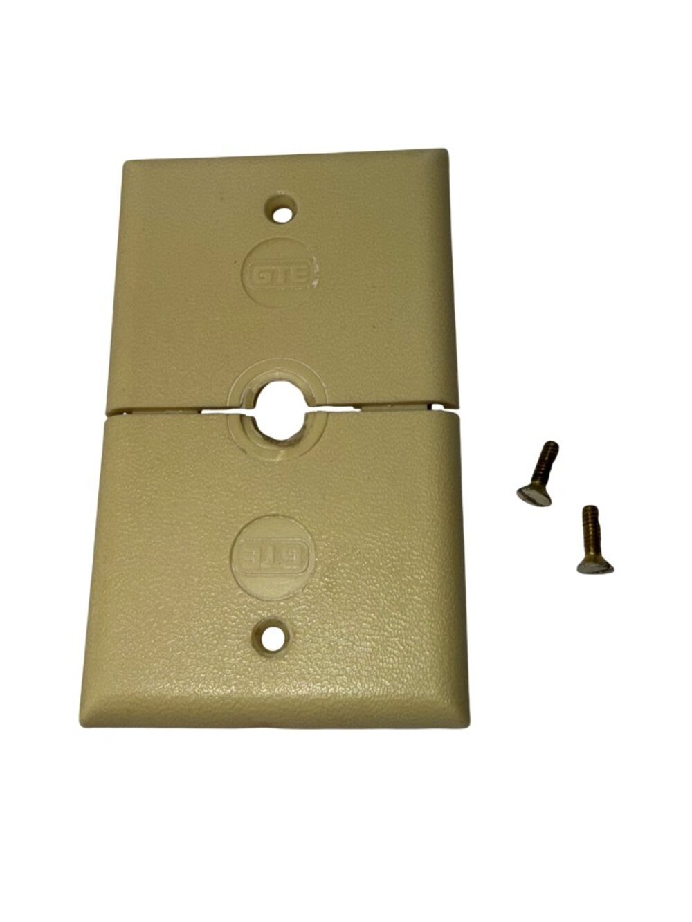 Vintage GTE Split Wall Plate Cover Beige Plastic With Screws